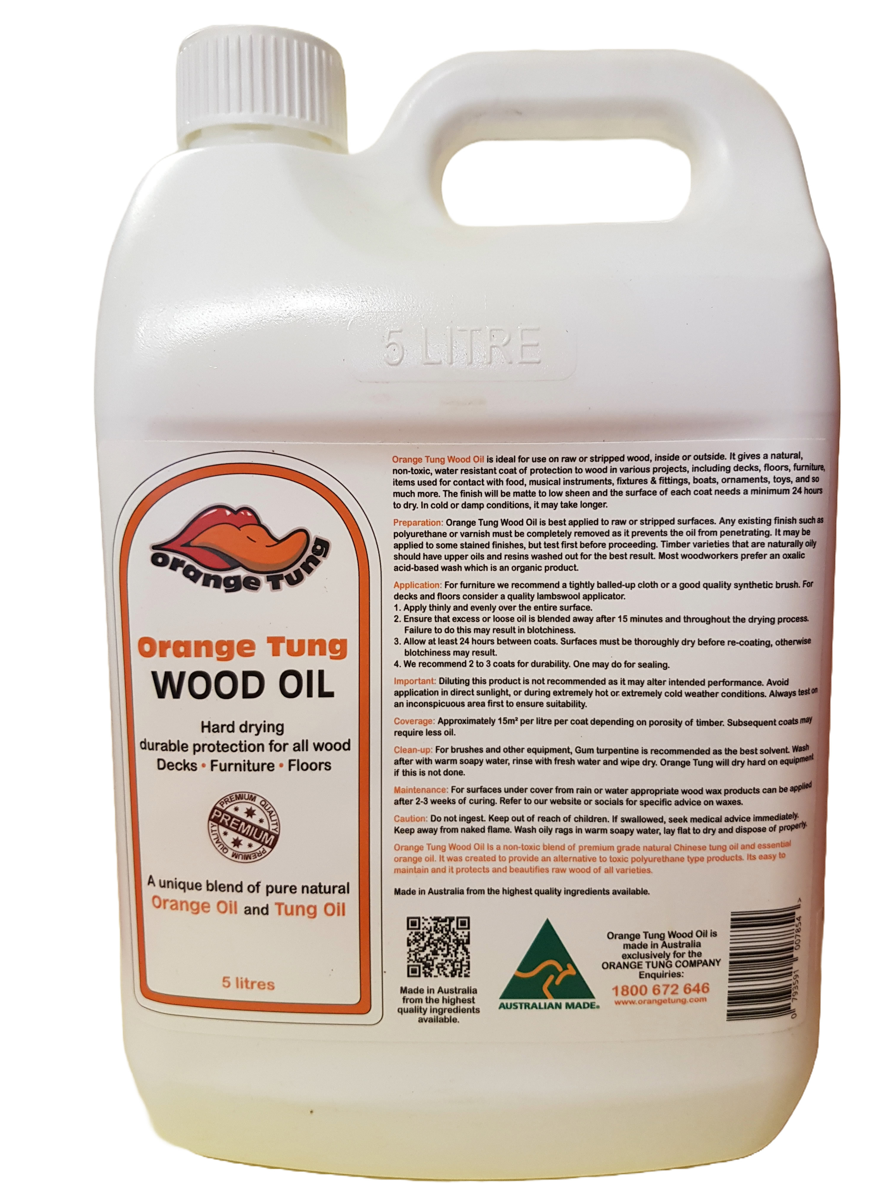 Orange Tung Wood Oil - 5 litres